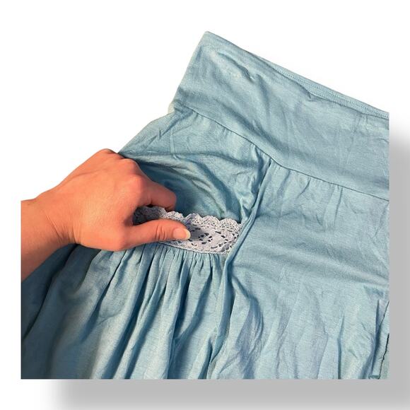 Free People Cottagecore Pocket Mini Skirt Womens Size XS Blue Boho - Picture 4 of 7